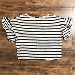 Striped Ruffle Sleeve Top